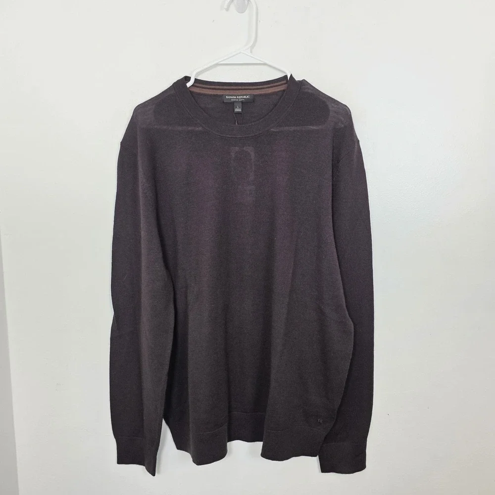 Banana Republic Brown 100% Merino Wool Crewneck Lightweight Sweater‎ Size Large